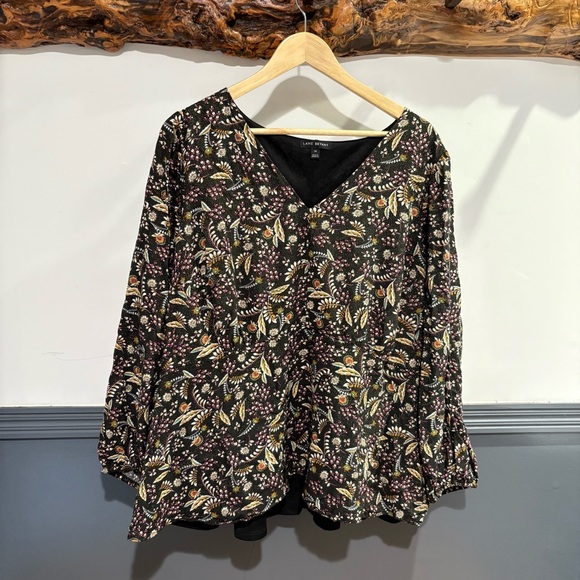 Lane Bryant Lined Floral Peplum Blouse Plus Size - Picture 1 of 11